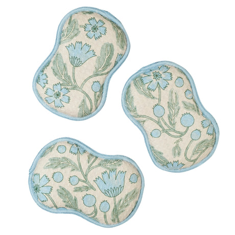Blue wildflower reusable kitchen sponge set by Once Again Home Co.