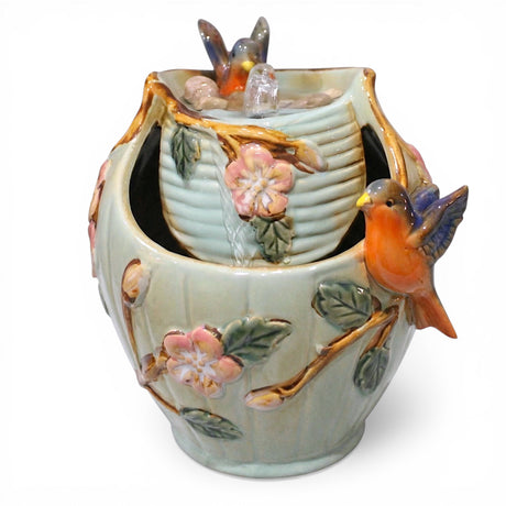 bluebird ceramic tabletop fountain indoor water feature with pump