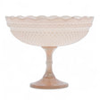 Blush pressed glass scalloped footed bowl