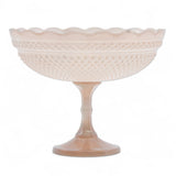 Blush pressed glass scalloped footed bowl