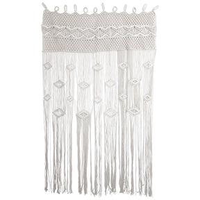 boho macrame cotton curtain panel natural white woven doorway curtain wall hanging