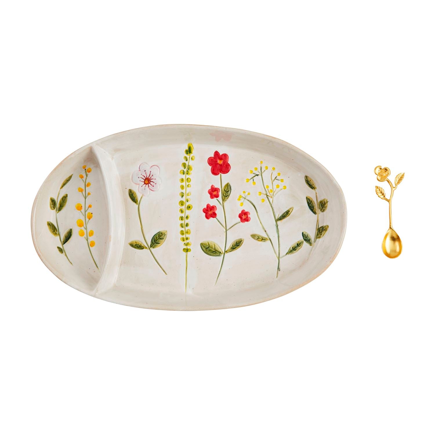 Botanica Flower Stem Chip & Dip Set with Gold Spoon