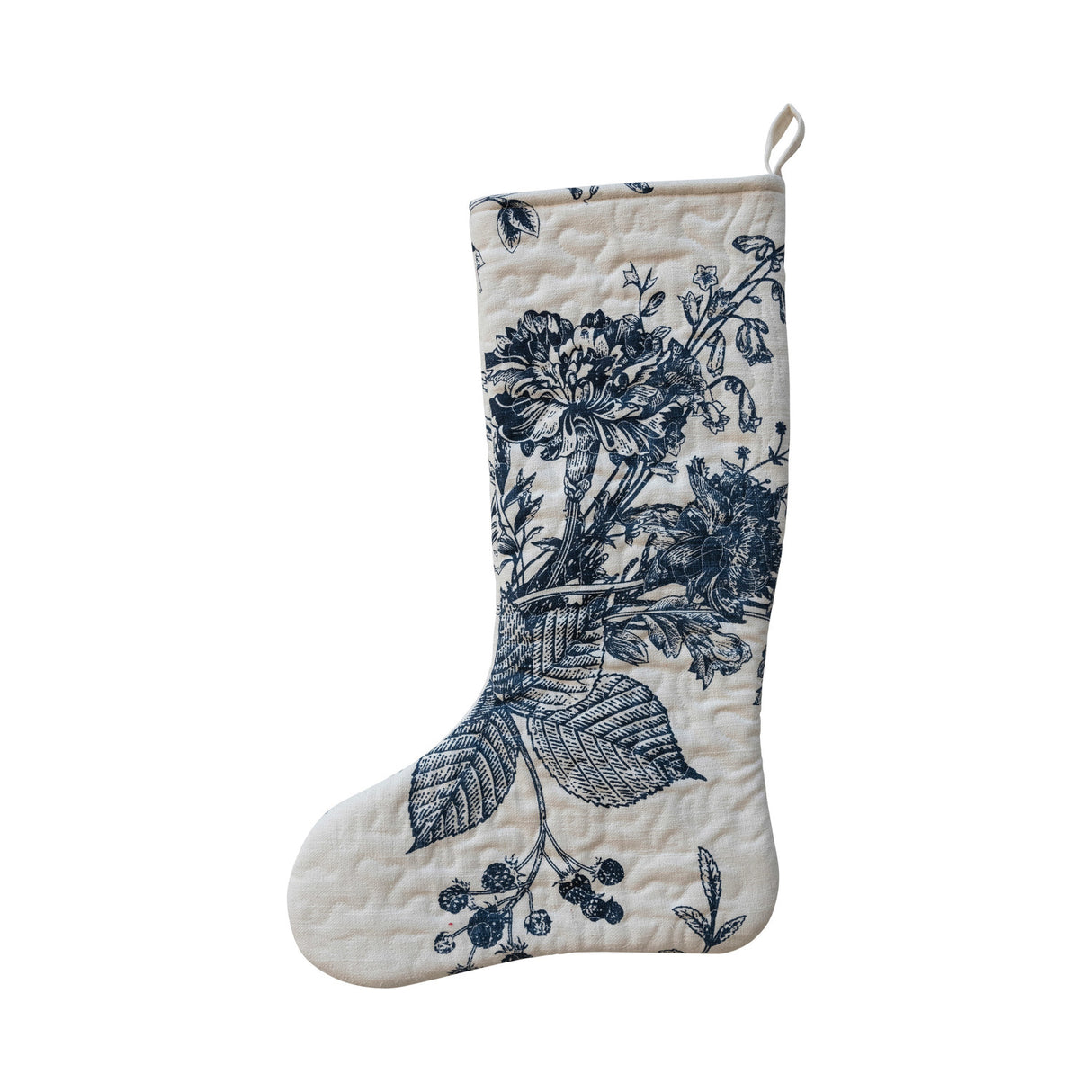 Botanical Blue Christmas Stocking by Creative Co-Op