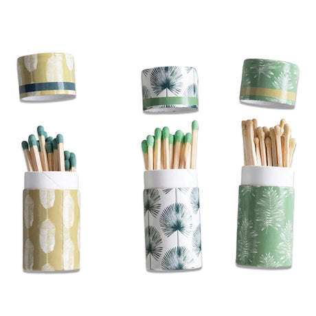 2.25 inch safety matches in decorative leaf print tube matchbox