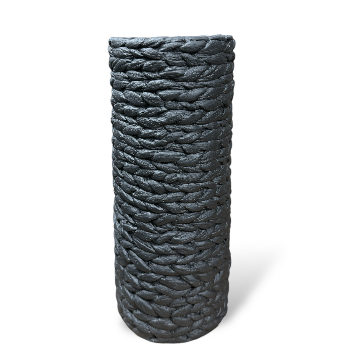 textured black cement braided pot by Pd Home