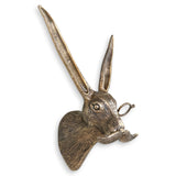 brass finish aluminum rabbit with monocle and mustache wall hanging by creative co-op