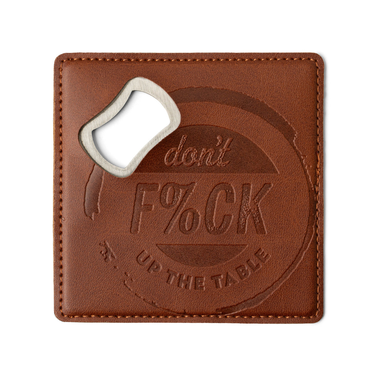Pour Decisions Leather Bottle Opener Coaster
