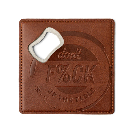 Pour Decisions Leather Bottle Opener Coaster