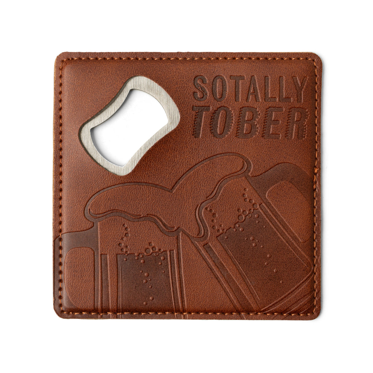 Pour Decisions Leather Bottle Opener Coaster