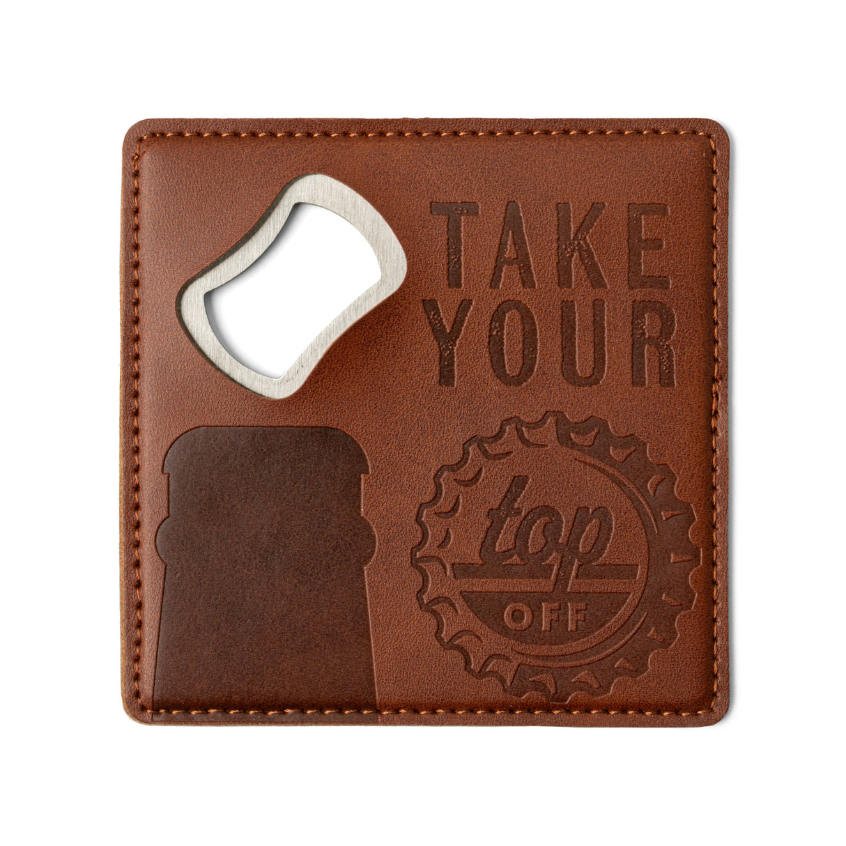 Pour Decisions Leather Bottle Opener Coaster