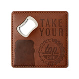 Pour Decisions Leather Bottle Opener Coaster