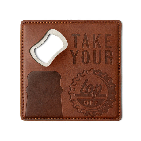 Pour Decisions Leather Bottle Opener Coaster
