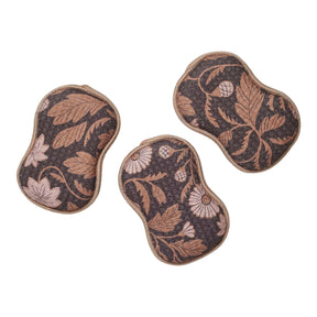 Brown botanical reusable kitchen sponge set by Once Again Home Co.