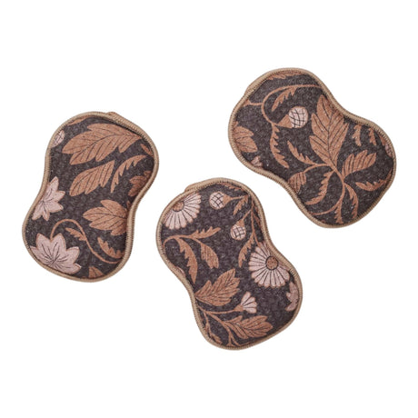 Brown botanical reusable kitchen sponge set by Once Again Home Co.