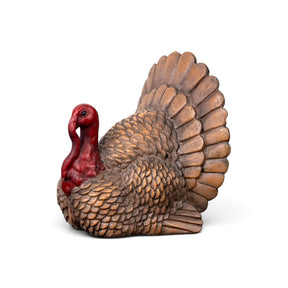 5 inch brown and red resin tabletop turkey decoration for Thanksgiving and fall décor