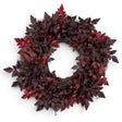 24-inch burgundy berry and bugbane leaf wreath for fall door and wall décor