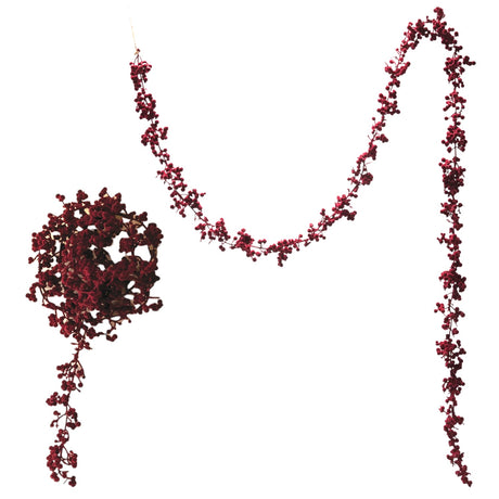 72" burgundy flocked foam ball garland for holiday decorating