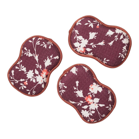 Burgundy floral reusable kitchen sponge set by Once Again Home Co.