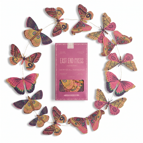 hand printed butterfly paper garland vertical by East End Press