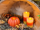 Orange Pumpkin Flickering LED Flameless Wax Candles