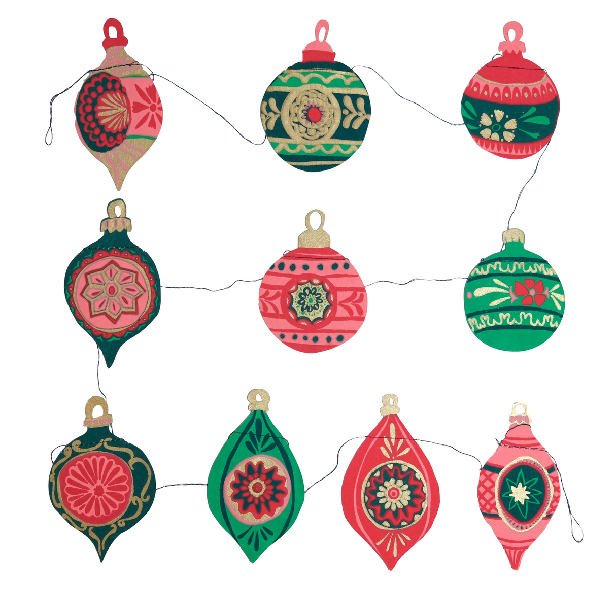 Baubles Sewn Paper Garland | East End Press