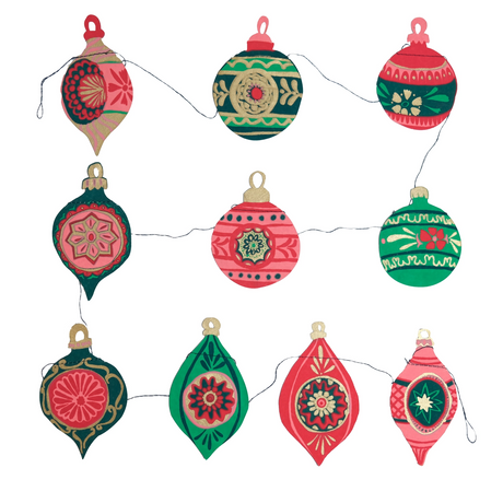 Baubles Sewn Paper Garland | East End Press