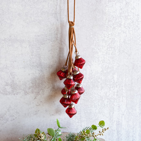 Red Mercury Glass Ornament Cluster