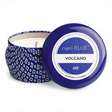capri blue volcano mini tin candle tropical citrus travel candle 3 oz

