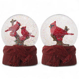 Cardinal snow globe with knit-look base