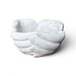 cast concrete hands planter for faux greenery and home decor