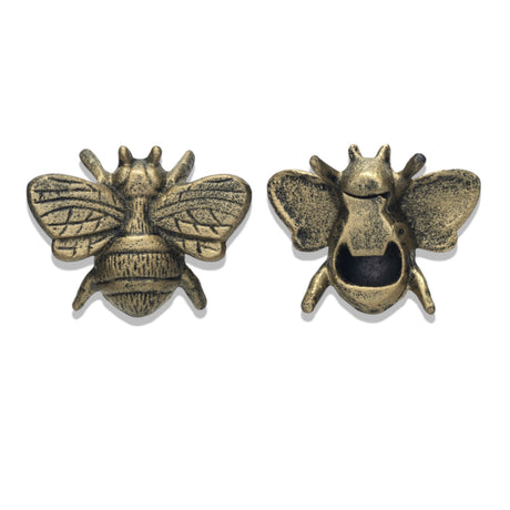 cast iron bee shaped bottle opener in distressed gold finish