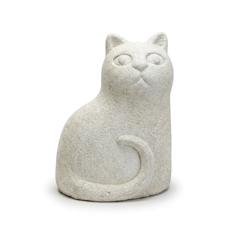 cement cat statue decorative sitting cat figure for garden shelf or plant décor