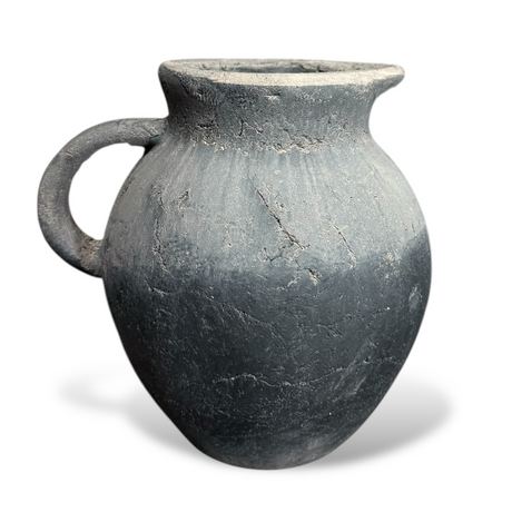 distressed cement charcoal vase pitcher