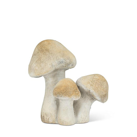 small cement mushroom cluster decor for shelf or tabletop styling