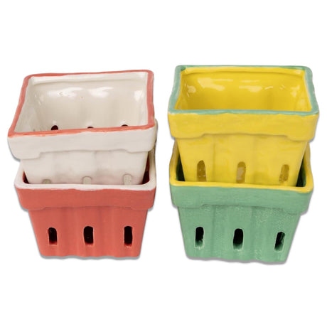 ceramic berry basket bowl colorful farmhouse fruit serving dish