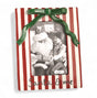 Ceramic Christmas bow photo frame hand-painted red stripes holds 4x6 photo