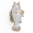 ceramic fish wall vase vintage style reactive glaze wall decor white tan fish vase