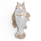 ceramic fish wall vase vintage style reactive glaze wall decor white tan fish vase