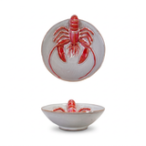 ceramic lobster bowl reactive glaze coastal dish small lobster embossed bowl