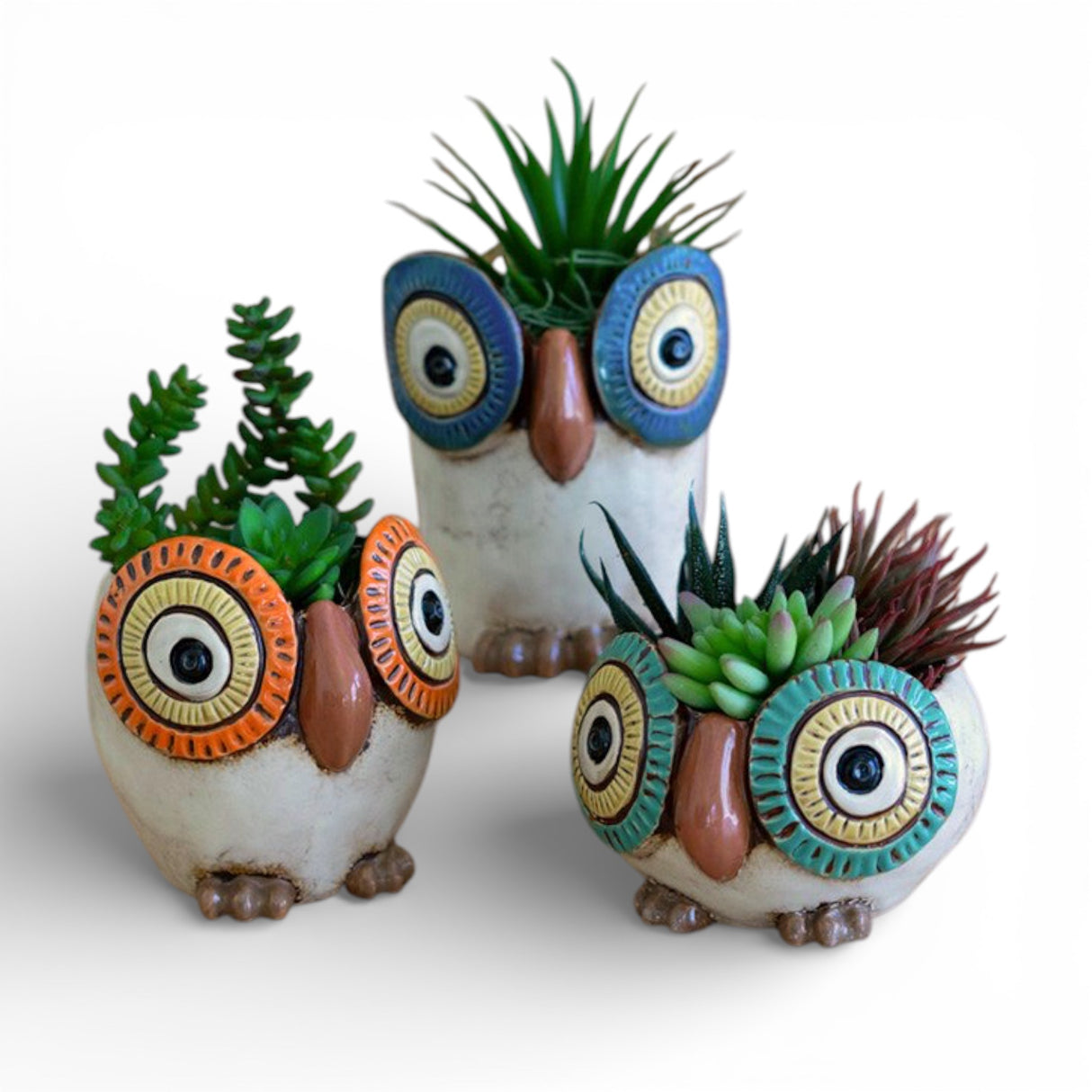 ceramic owl planter succulent pot whimsical bird planter decor