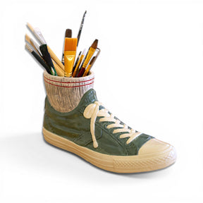 ceramic sneaker vase with socks decorative shoe planter for flowers or desk