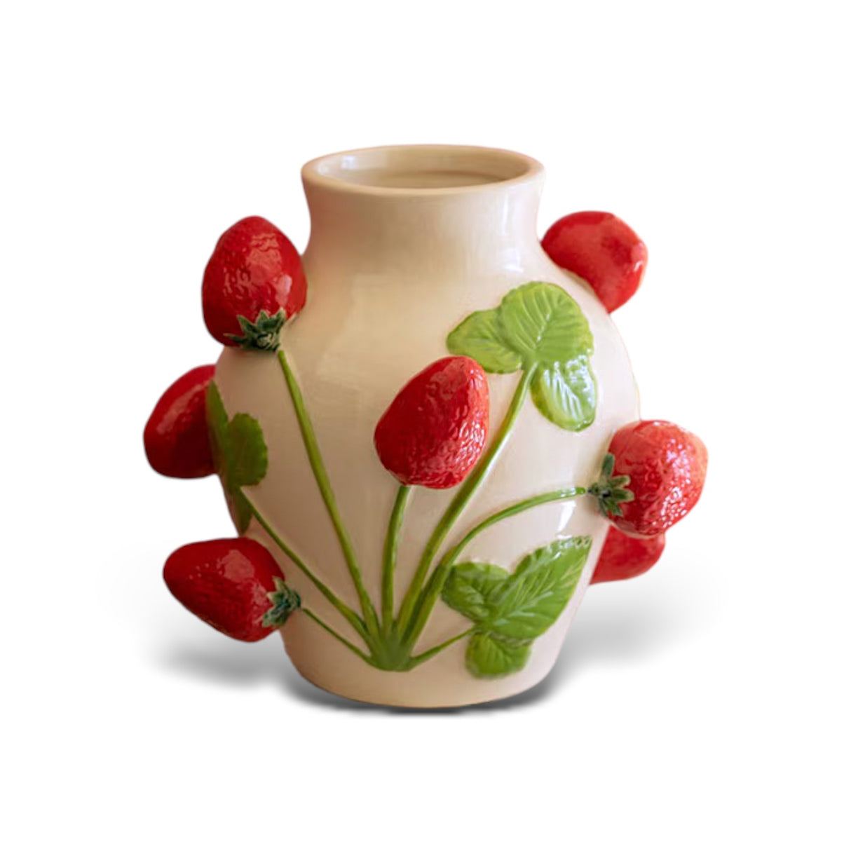 ceramic strawberry vase fruit themed floral planter 