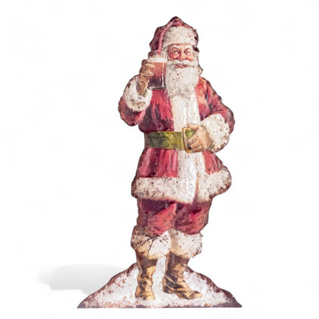18 inch cheerful Santa metal dummy board with embossed details and kickstand