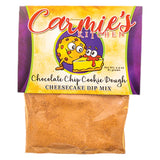 Chocolate chip cookie dough cheesecake dip mix made with natural ingredients, easy dessert dip or cheesecake filling from Carmie’s Kitchen