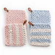 chunky knit cotton pot holders with leather loop striped and solid kitchen heat resistant potholders
