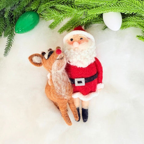Santa & Rudolph Wool Felt Ornament