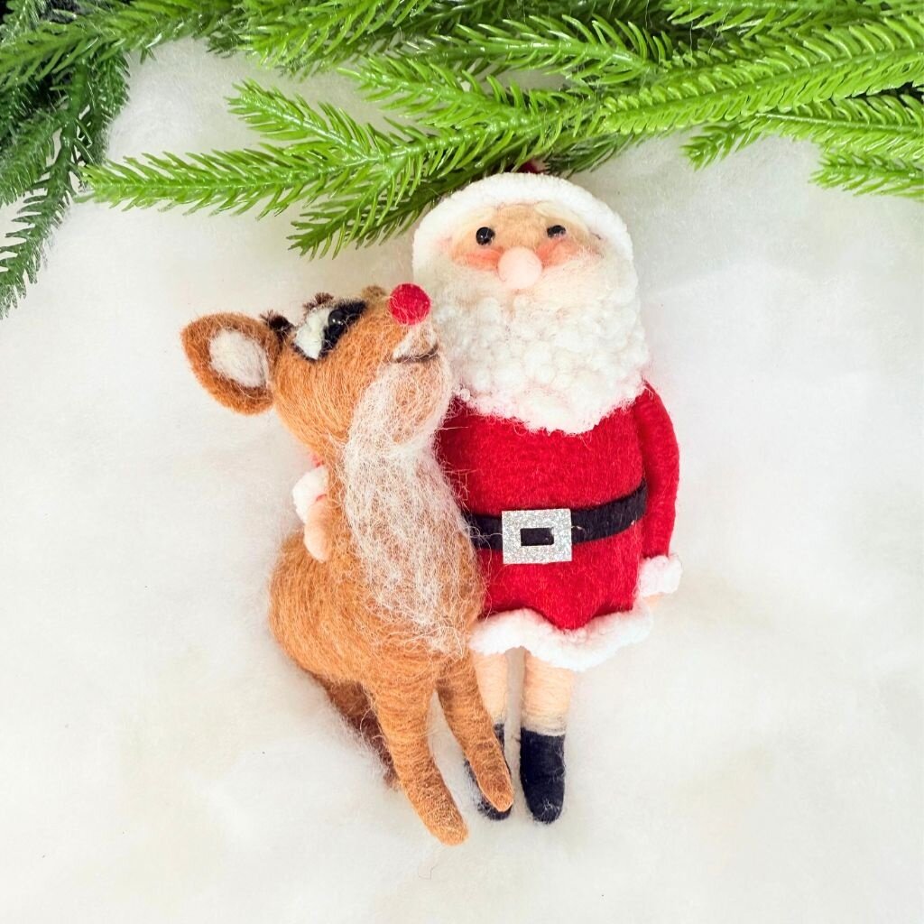 Santa & Rudolph Wool Felt Ornament