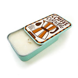 Coffee espresso soy candle in sardine tin with rich coffee bean scent, 4 oz hand-poured candle
