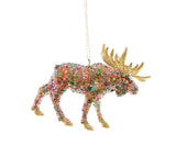 Confetti Rainbow Moose Christmas Ornament