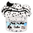 Cookies & cream scented tri-layered slime with black clay chunks and snow fizz center